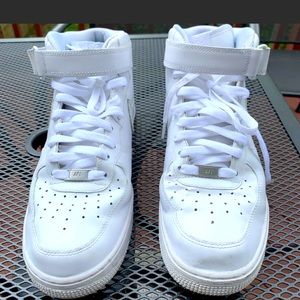White Nike Airforce High Top and Nike Airforce 1 Low
